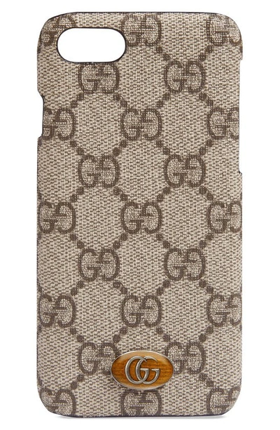Shop Gucci Ophidia Iphone 8 Case In Beige Ebony/ Light Brown