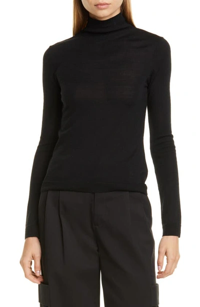 Vince Rib-trim Raglan Turtleneck Sweater In Black