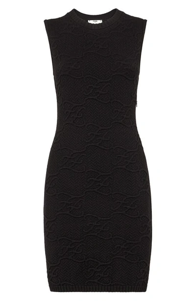 Shop Fendi Karligraphy Quilted Body-con Sweater Dress In Black