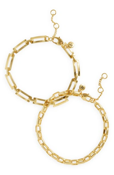 Shop Madewell Rectangular Chain Bracelet Set In Vintage Gold