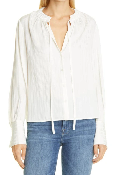 Striped Silk-blend Jacquard Blouse In Off White