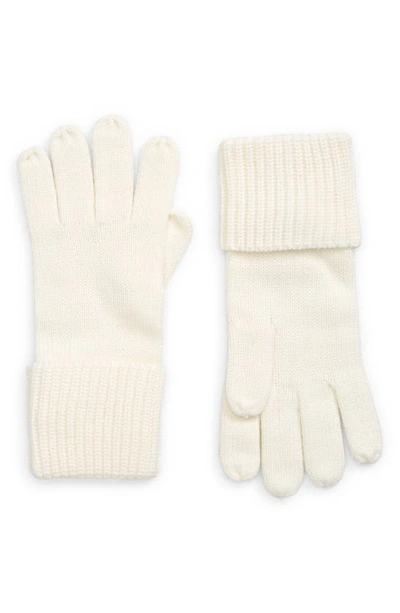 Shop Allsaints Cuffed Knit Gloves In Chalk