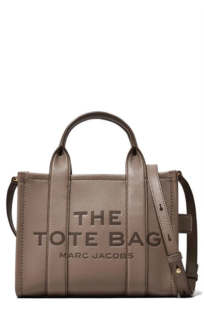 Shop Marc Jacobs The Leather Small Tote Bag In Cement