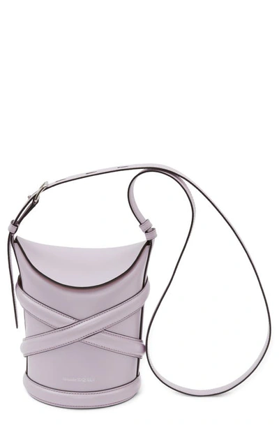 Shop Alexander Mcqueen Small The Curve Leather Shoulder Bag In Lilac