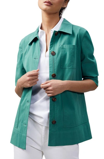Shop Lafayette 148 Pascal Stretch Cotton Jacket In Jade