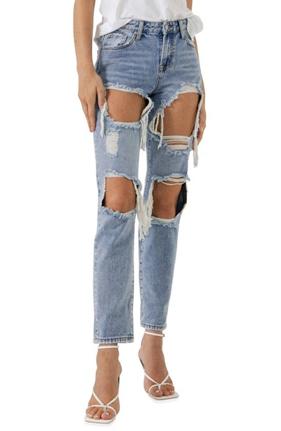 Shop Grey Lab Distressed Jeans In Light Denim