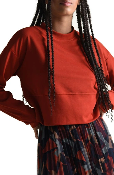 Shop Molly Bracken Long Sleeve Crop Knit Top In Red