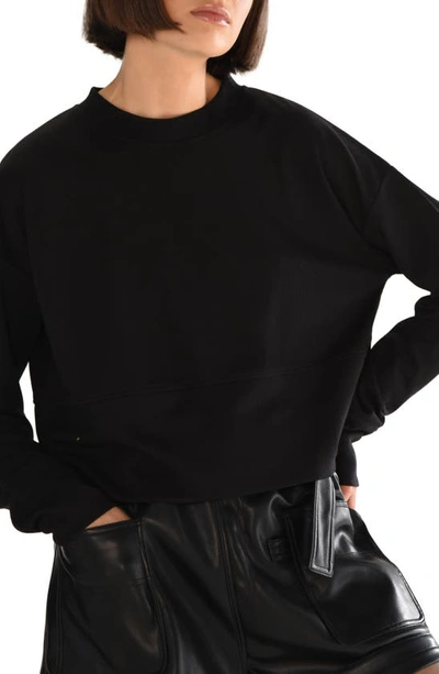 Shop Molly Bracken Long Sleeve Crop Knit Top In Black