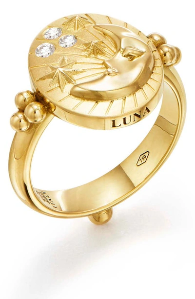 Shop Temple St Clair Luna Diamond Ring In Yellow Gold