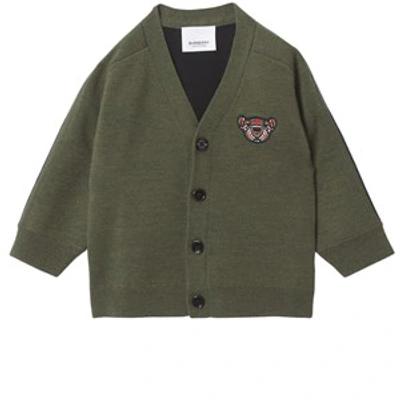 Burberry Embroidered-design Button-fastening Cardigan In Green