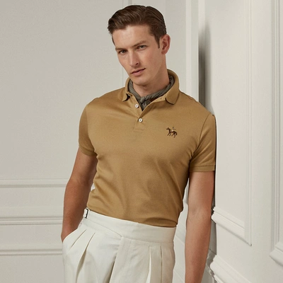 Shop Ralph Lauren Custom Slim Fit Piqué Polo Shirt In Classic Tan