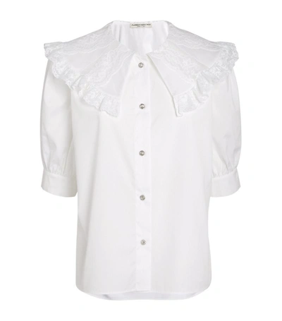 Shop Alessandra Rich Peter Pan Collar Shirt In White