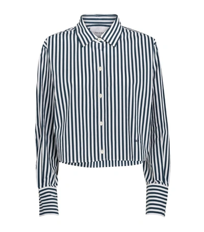 Shop Frame Cropped Striped Shirt In Navy