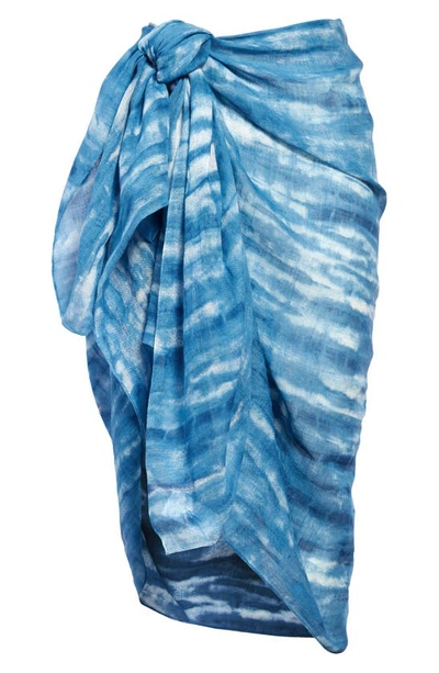 Shop Madewell Indigo Tie Dye Sarong Scarf In Coastal Blue
