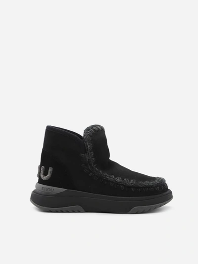 Shop Mou Eskimo Jogger Ankle Boots With Glitter Logo In Black