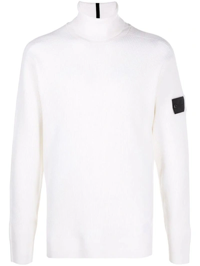 Shop Stone Island Shadow Project White Logo-patch Roll-neck Sweater