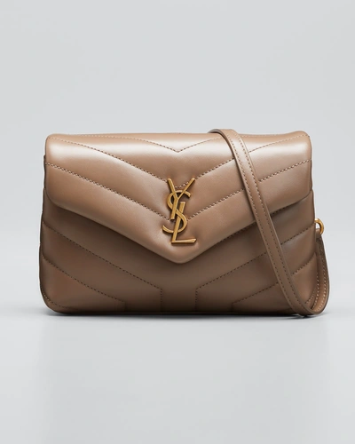 Shop Saint Laurent Loulou Toy Ysl Matelasse Calfskin Envelope Crossbody Bag In Taupe