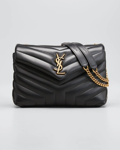 Shop Saint Laurent Loulou Small Matelasse Calfskin Flap-top Shoulder Bag In Black