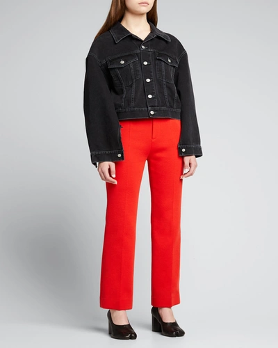 Shop Mm6 Maison Margiela Denim Jacket With Split Sleeves In Black