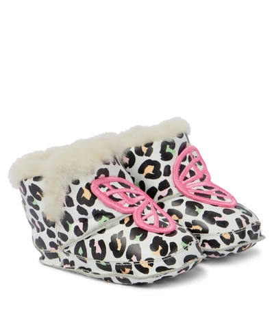 Shop Sophia Webster Mini Baby Butterfly Snow Boots In Leopard & Orange