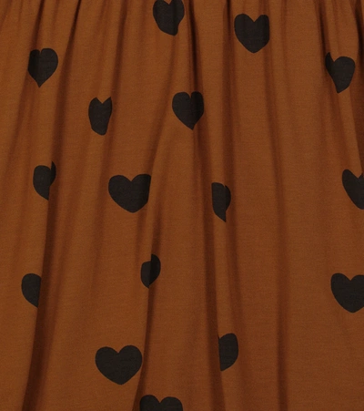 Shop Mini Rodini Hearts Lyocell-blend Dress In Brown