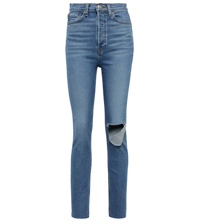 Shop Re/done 90s Ultra High-rise Skinny Jeans In Broken Through