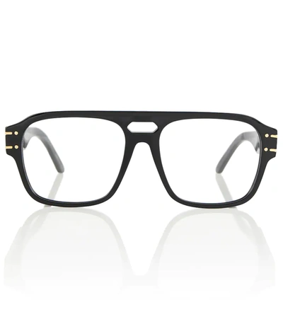Shop Dior Signatureo N1u Glasses In Shiny Black