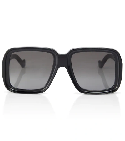 Shop Loewe Paula's Ibiza Square Sunglasses In Black / Smoke