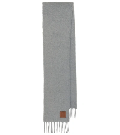 Shop Loewe Mohair And Wool Scarf In Light Grey