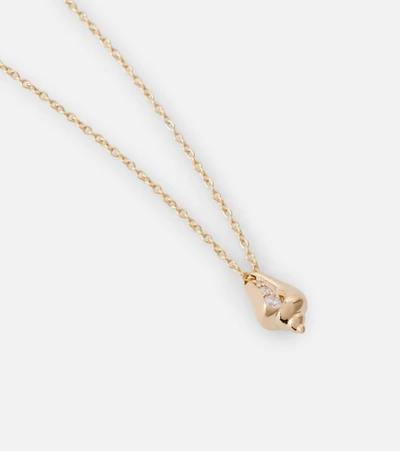 Shop Sophie Bille Brahe Conque D'or Diamant 18kt Yellow Gold Necklace With Diamond In Diamond/gold