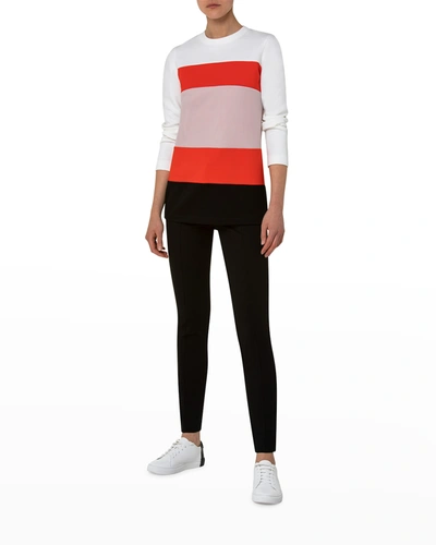 Shop Akris Punto Colorblock Striped Tunic Sweatshirt In Cream Blossom