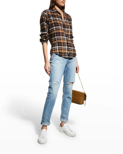 Shop Frank & Eileen Barry Button-up Plaid Shirt In Black Brown Camel