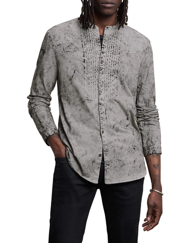 Shop John Varvatos Men's Long-sleeve Pintuck Shirt In Flagstone Grey
