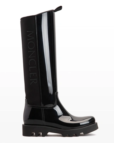Shop Moncler Gilla Tall Rubber Rain Boots In Black