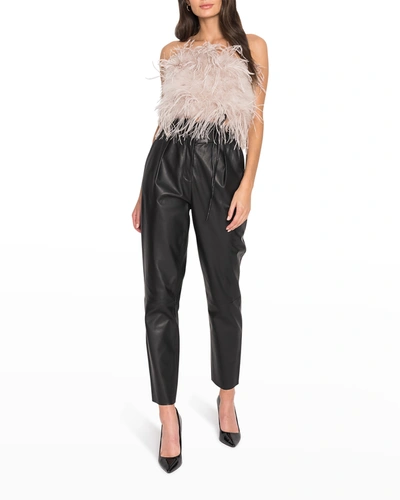 Shop Lamarque Zaina Ostrich Feather Bustier Top In Feather Pink