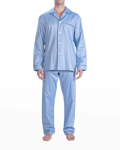 Shop Majestic Men's Piped Pajama Set In Blue
