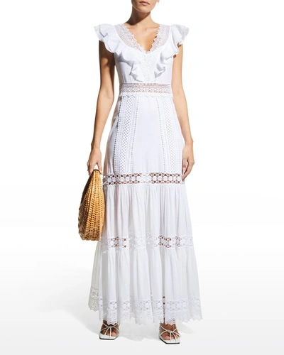 Shop Charo Ruiz Aida Long Lace Dress In White