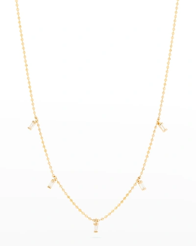 Shop Stone And Strand Baguette Diamond Dangle Necklace In Gold