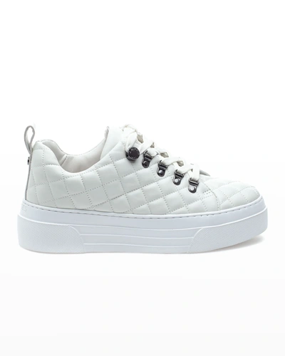Shop Jslides Aimee Quilted Low-top Sneakers In White Leather