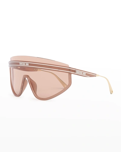 Shop Dior Club M2u Wrap Injection Plastic-metal Shield Sunglasses In 73y Pink/violet