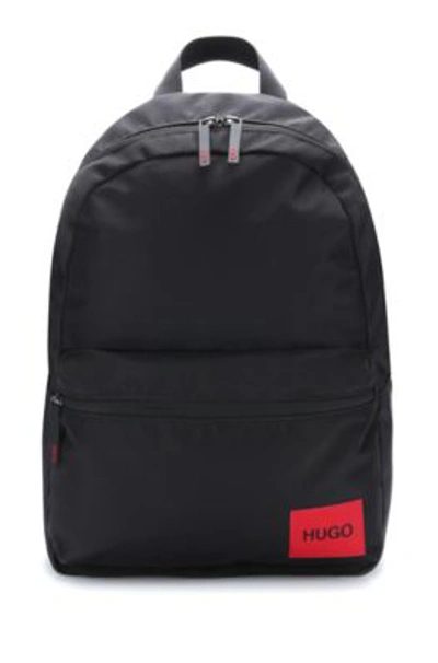 Shop Hugo Backpack In Recycled Nylon With Red Logo Label In Black
