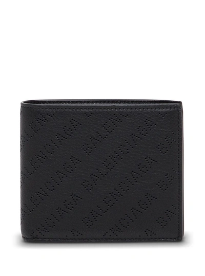 Shop Balenciaga Cash Square Folded Coin Wallet In Black