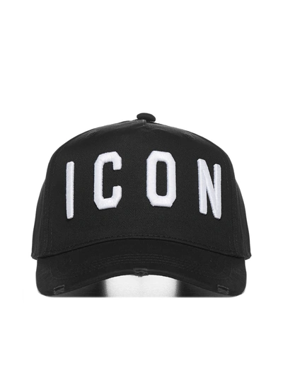 Shop Dsquared2 Icon Embroidered Distressed Baseball Cap In Black