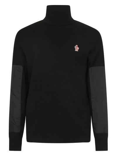 Shop Moncler Grenoble Turtleneck Panelled Sweater In Black