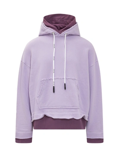 Shop Palm Angels Double Layer Drawstring Hoodie In Purple