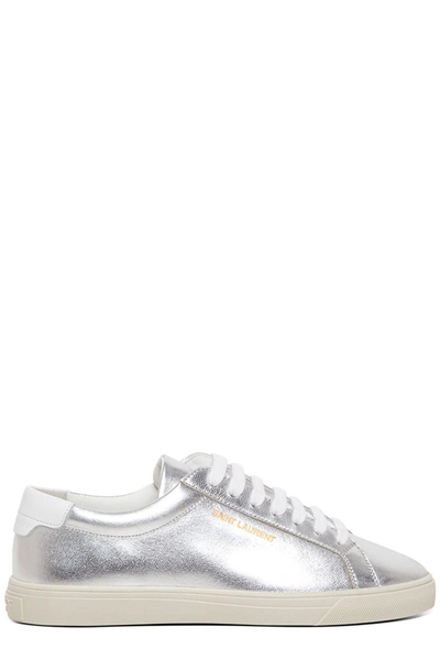 Shop Saint Laurent Andy Metallic Sneakers In Silver