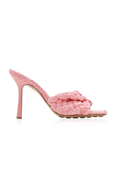 Shop Bottega Veneta Stretch Raffia Sandals In Pink