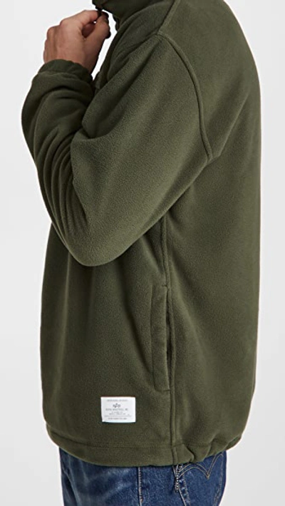 Shop Alpha Industries Quarter Zip Fleece Pullover In Dark Green