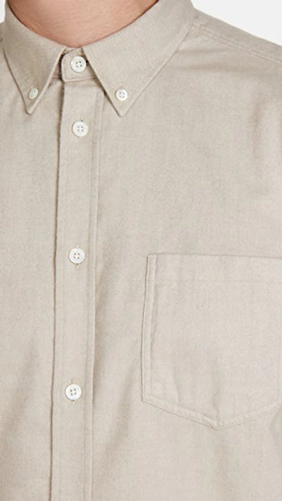 Shop Norse Projects Anton Brushed Flannel Shirt In Utility Khaki