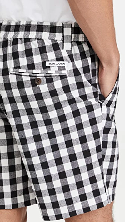 Shop Banks Journal Supply Gingham Checkered Shorts In Dirty Black